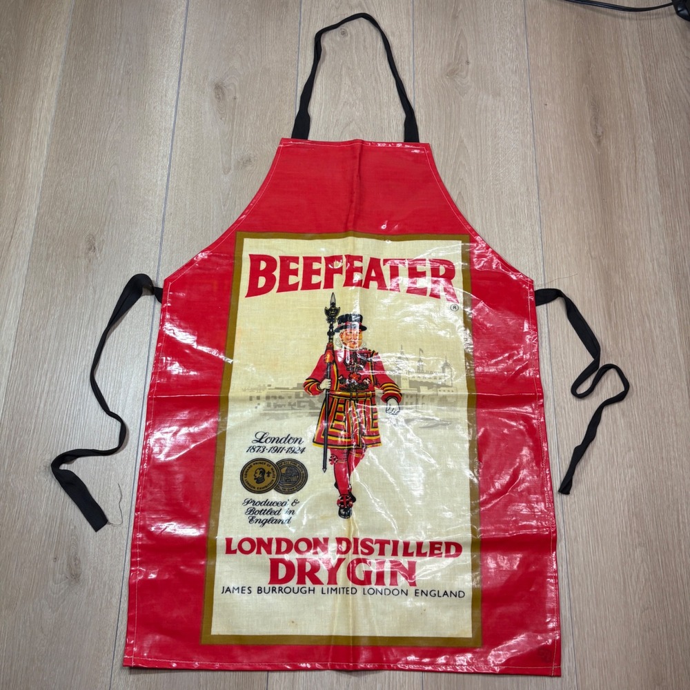 Vintage Beefeater London Dry Gin Advertising Apron PVC Bartender Made in England